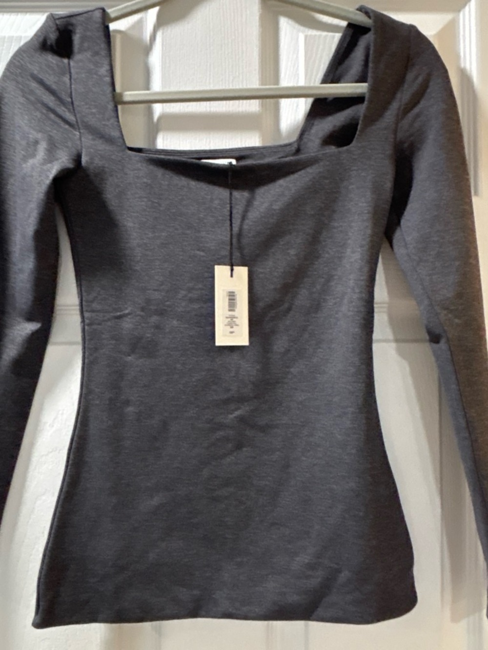 Aritzia Charcoal Square-Neck Long Sleeve Top